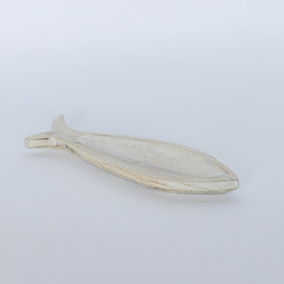Washed White Wooden Fish Shaped Tray