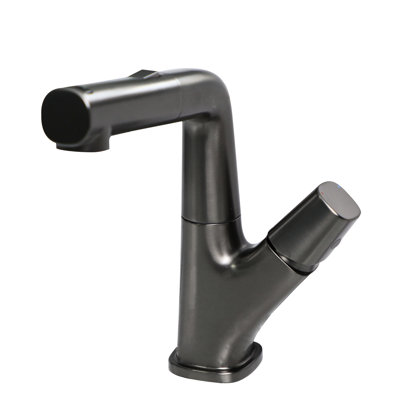 Three - Mode Pull Down Bathroom Faucet Of Gunmetal Black, 90 Cm Water Supply, Silky Smooth Feature, 360 Spout Swivel, Cold/Hot Temperature Adjustment, Complete Accessories For Installation, Reliable
