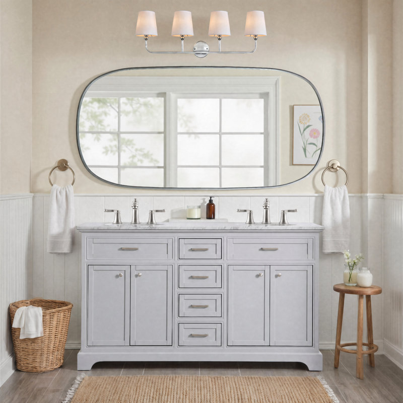 Ensemble de meuble-lavabo double 60 po Hermes, Gris clair