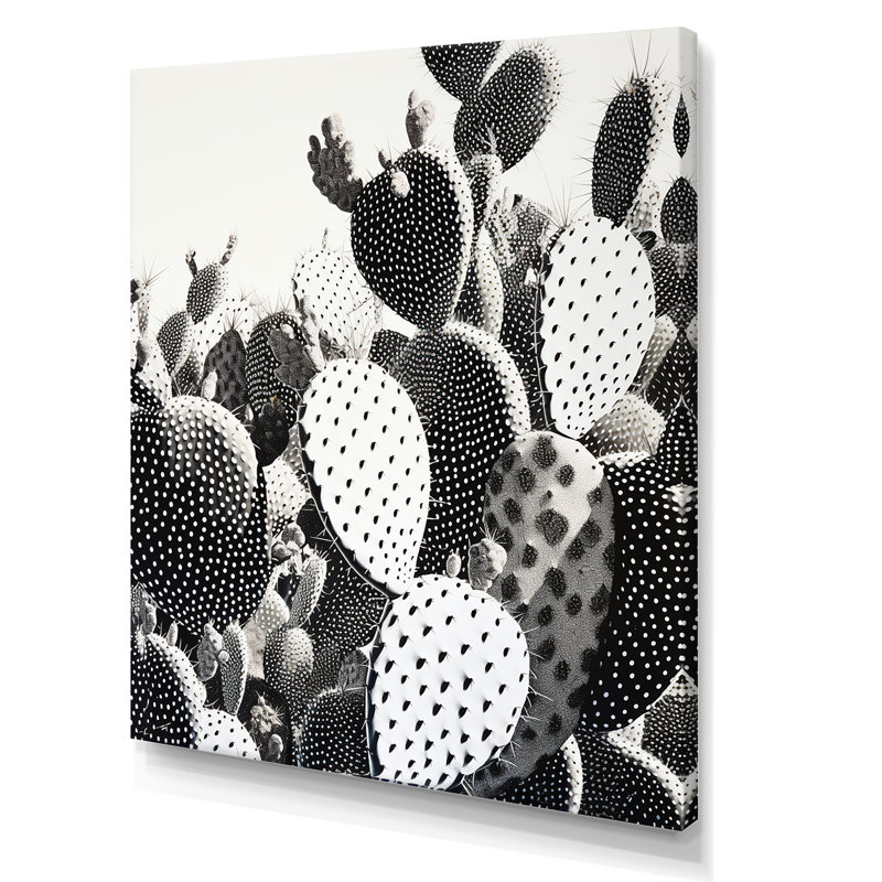 «Black White Minimalisme Cactus I» sur toile, H 32 po x l 24 po x P 1 po, Toile tendue