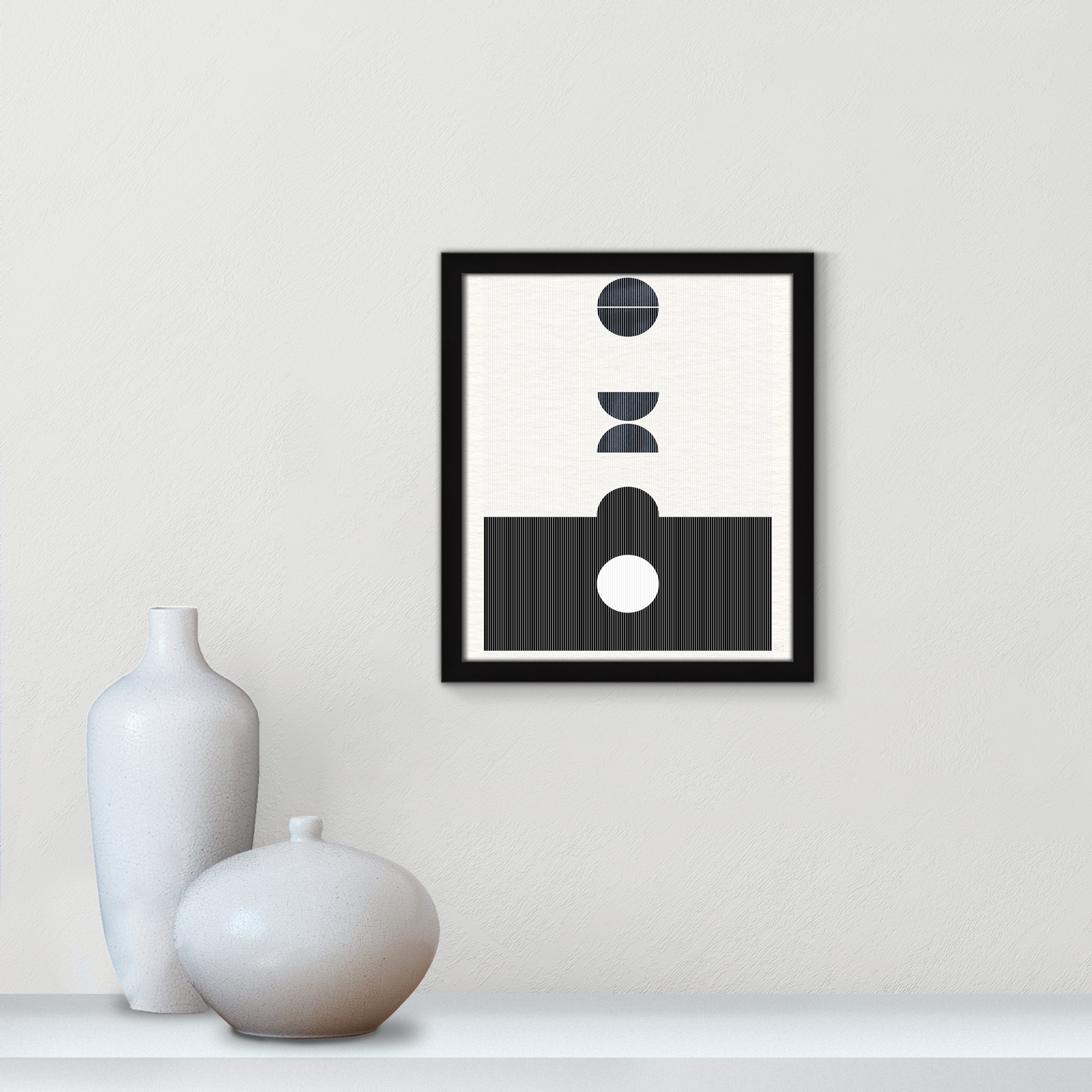 Eclipse I by Susan Jill, 15" H x 13" W x 0.75" D, Satin Black Framed