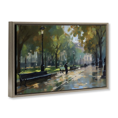 Park Promenade on Rainy Day Floating Frame, design by Creative Studio