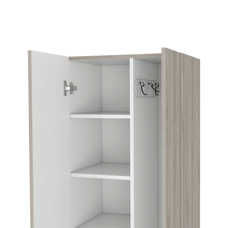 Nala 71.3" Kitchen Pantry Cabinet with Broom Storage, Multistorage and Shelving, Beige