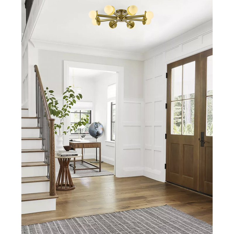 Plafonnier encastré transitionnel en laiton 8 lumières 