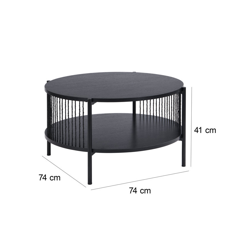 Loric Four Leg Coffee Table with Storage, Black
