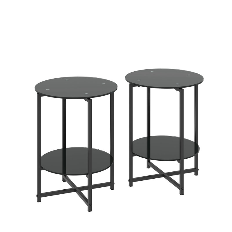 Chic And Durable Tempered Glass End Table Set