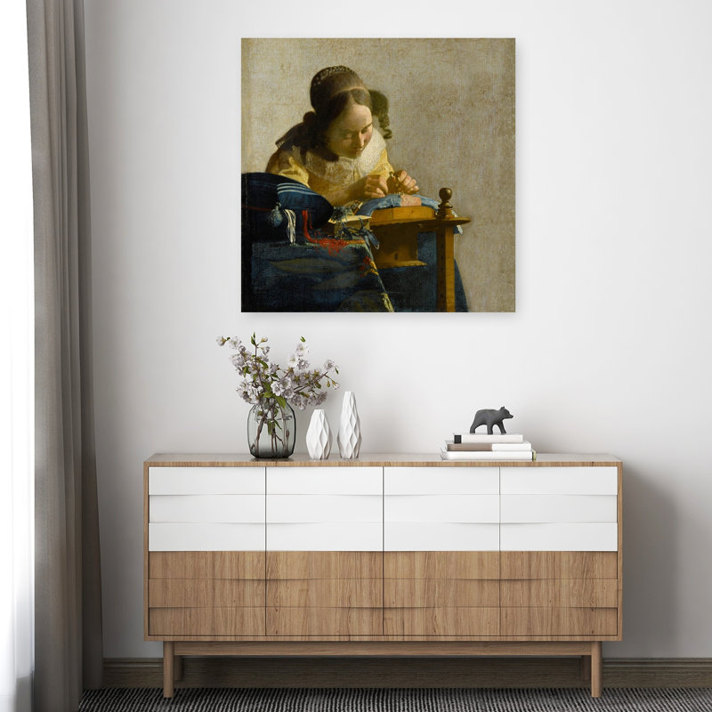The Lacemaker Classic Contemporary Wall Art Print by Johannes Vermeer - Wrapped Canvas Print, 91.44cm H x 91.44cm W