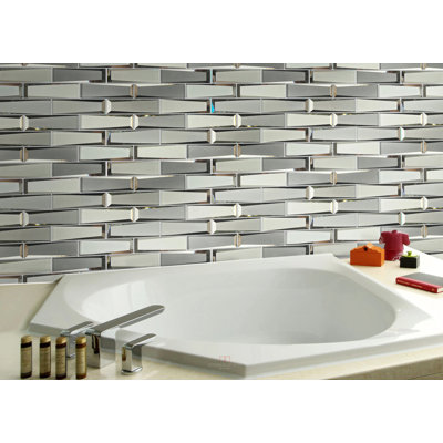 Carreau de mosaïque murale en verre et en marbre Carrara 3D 12 po x 12 po Carrare