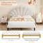 Adreon 135*190cm Double Upholstered Velvet Bed Frame, with Adjustable Chic Petal Headboard-1825078329