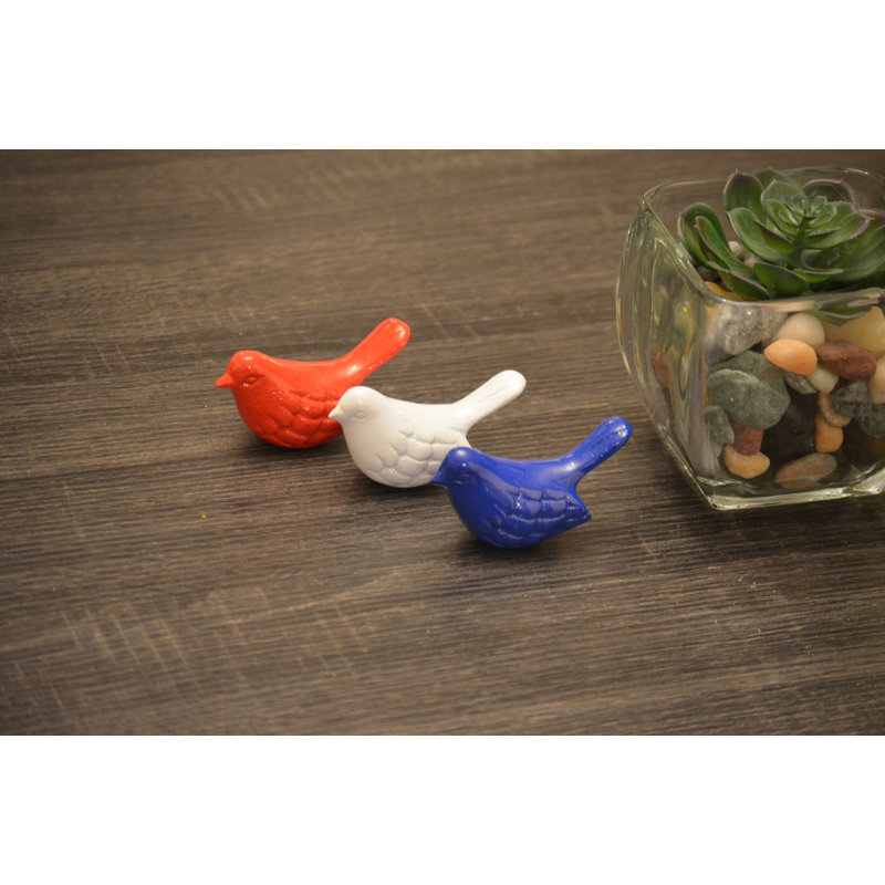 Figurine oiseau, Bleu / Rouge / Blanc