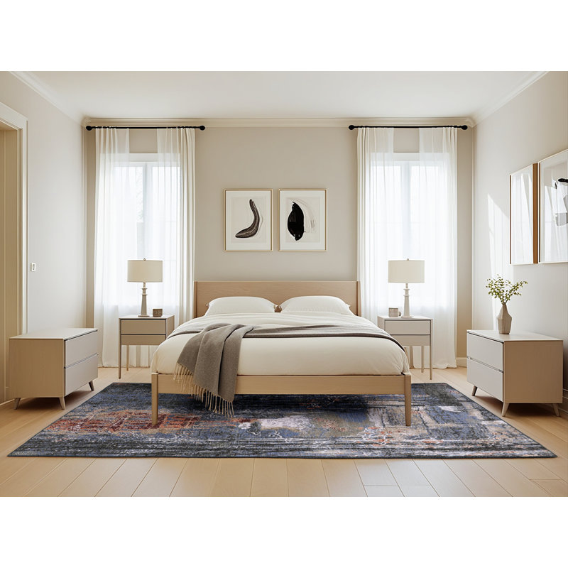 Tapis bleu / rouge / noir Bradenville, Rectangle 5 pi x 8 pi