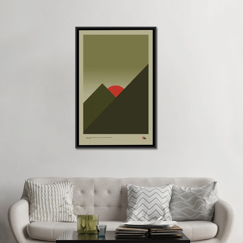" Mountains " by 2046 Design, 26" H x 18" W x 1.5" D, Black Framed Canvas, No Mat