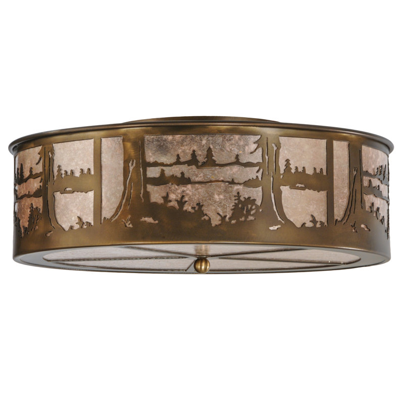 Rustic Lodge 4 - Light Flush Mount, Antique Copper, Antique Copper/Silver