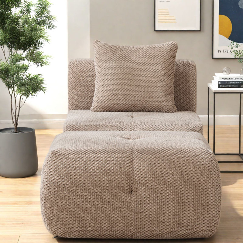 Fauteuils d'appoint modernes, fauteuil lounge portable Cloud avec repose-pieds, polyester taupe