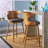 Modern Upholstered Barstools (Charcoal + Natural, Set of 2)