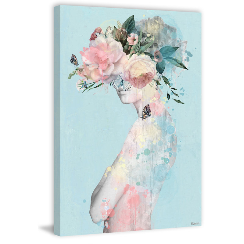 «Flower And Butterflies», reproduction sur toile tendue, H 45 po x l 30 po x P 1,5 po
