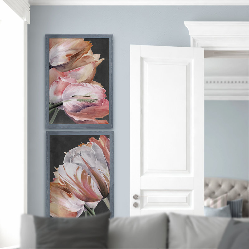 « pastel perroquet tulipes iii » par vincent van gogh, ensemble de 2 reproductions d’art sur cadre photo, Pas de tapis