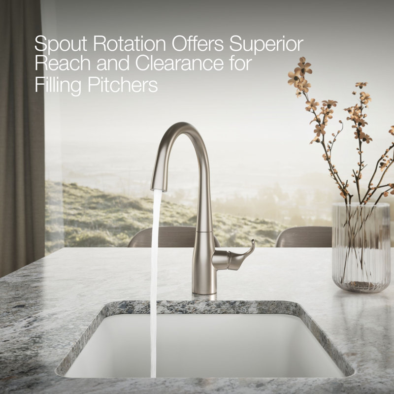 Simplice Single-Handle Bar Sink Faucet, Secondary Faucet with High-Arch Swing Spout, Vibrant Stainless Steel