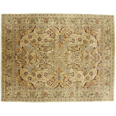 Antique Weave Sultanabad hand-knotted New Zealand Wool Gold/Green Area Rug