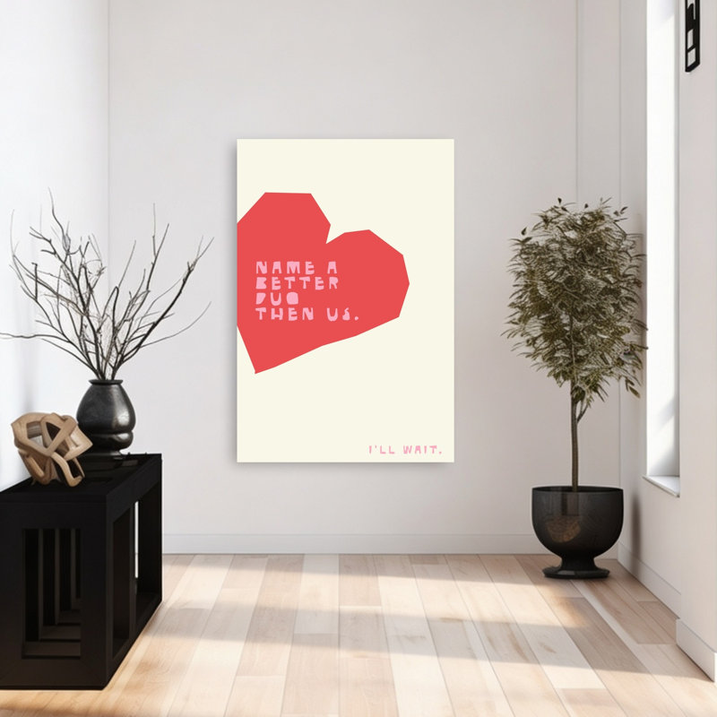 «Love Duo Heart», reproduction d'art audacieuse et abstraite, 48" H x 32" W