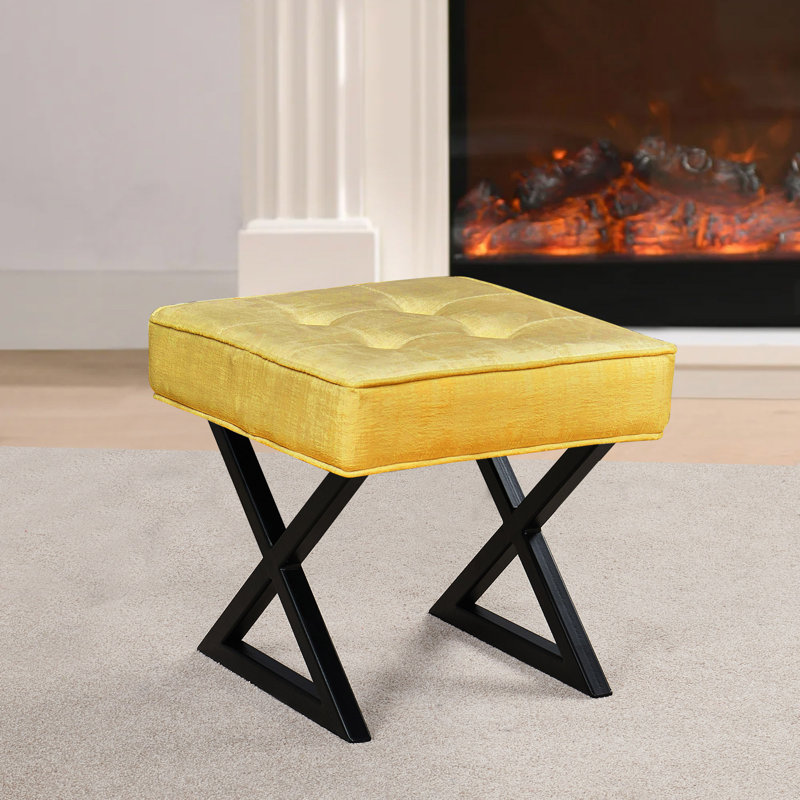 Kadra Upholstered Ottoman, Sulphur 