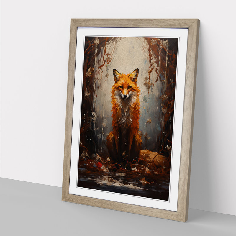 Fox Informel No.2 - Framed Print, 34cm H x 25cm W, Oak Framed