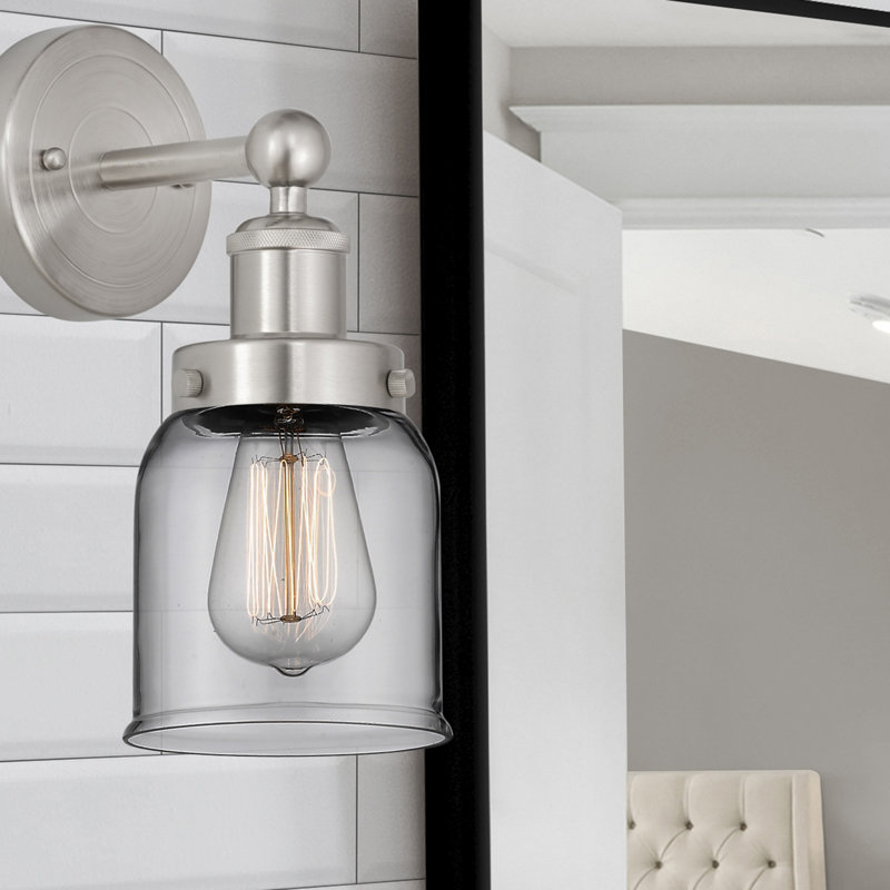 Chesaning Armed Sconce, Clear, Satin Nickel