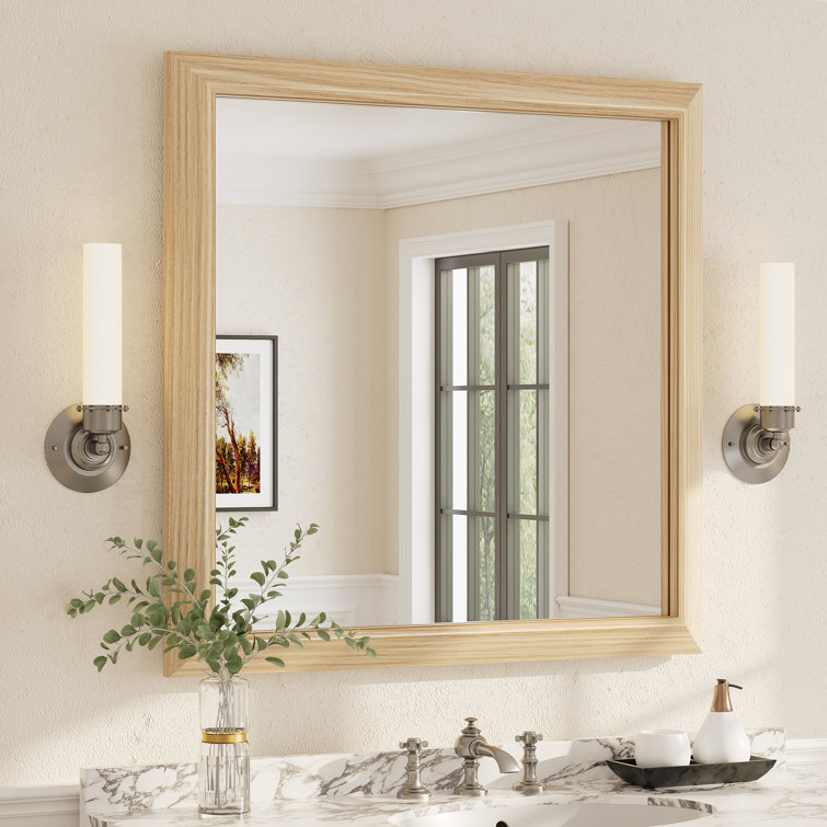 Amara Tempered Glass and Aluminum Alloy Framed French Cleat Mounted Wall Mirror