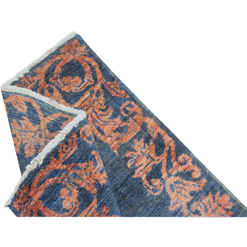Tapis bleu noué à la main de haute qualité