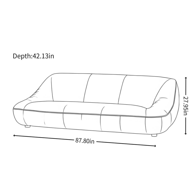Canapé tout en cuir français rétro et simple, Noir