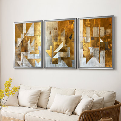 ABSTRACT Series CXV  -Custom Framed  Wrapped Gallery Canvas - 3 Pieces
