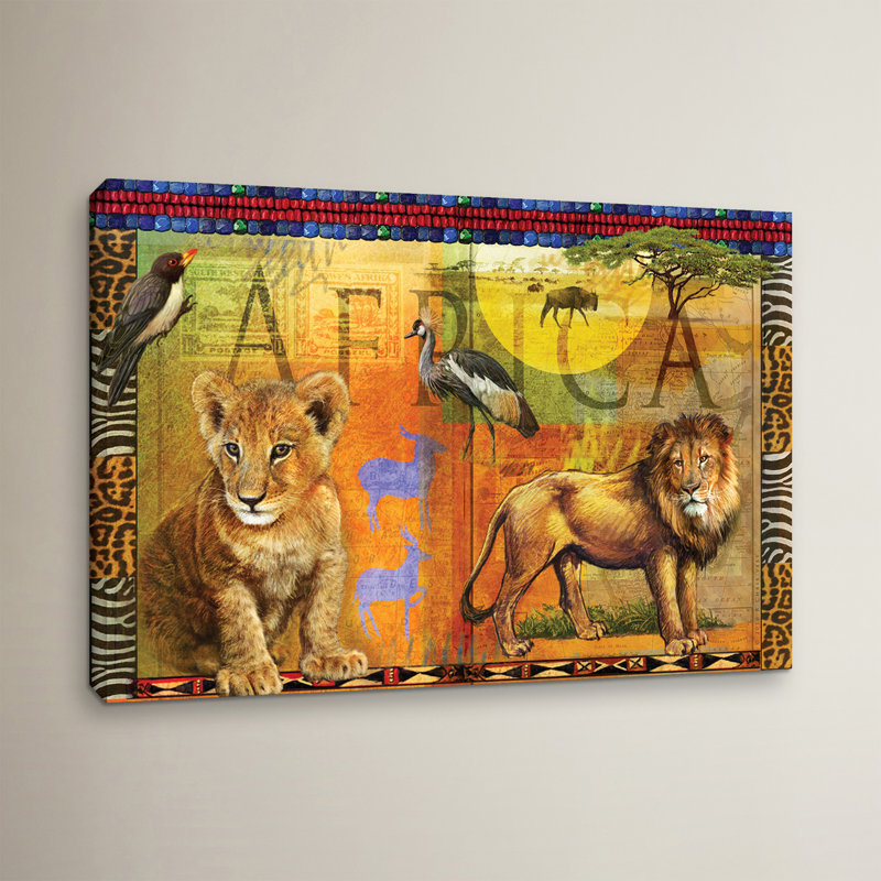 « africain lion », impression sur toile tendue, H 12 po x l 18 po x P 2 po