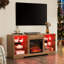 Meuble télé électrique pour foyer: l 58 po en chêne pour téléviseurs de 60 à 69 po, flamme 3D, lumières DEL, charge, grand foyer de 58 po avec rangement, chêne, tablettes réglables, télécommande, compatible