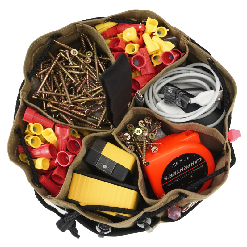 Khaki Canvas 10" Tool Grab Bag with Drawstring Closure