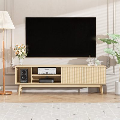 Rectangular TV Stand for TVs up to 60" with Open Shelf & Closed Storage Cabinet