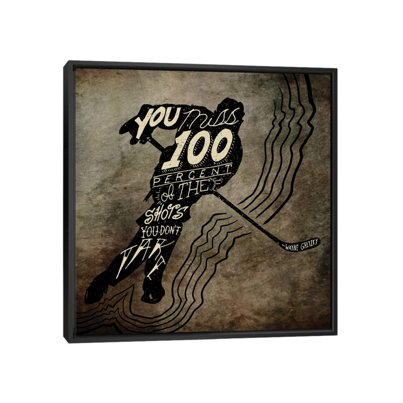 «100% of the Shots», impression sur toile, H 18 po x l 18 po x P 1,5 po, Toile avec cadre noir, Pas de tapis