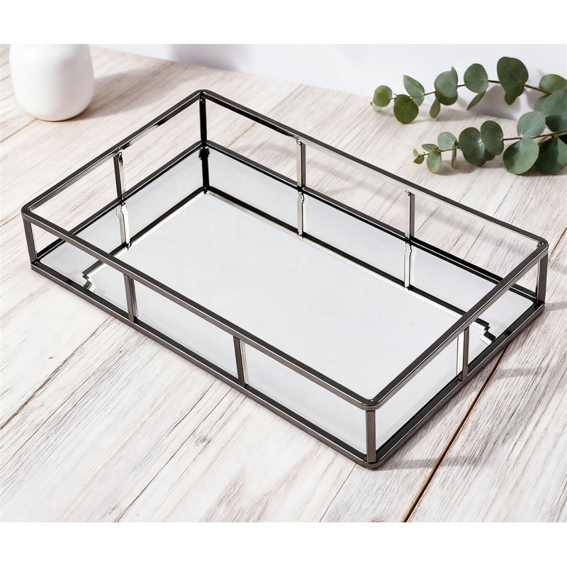 Ornate Mirror Tray, Decorative Vanity Tray For Jewelry, Perfume & Makeup Organizer, Elegant Dresser Tray For Bathroom, Bedroom & Vanity