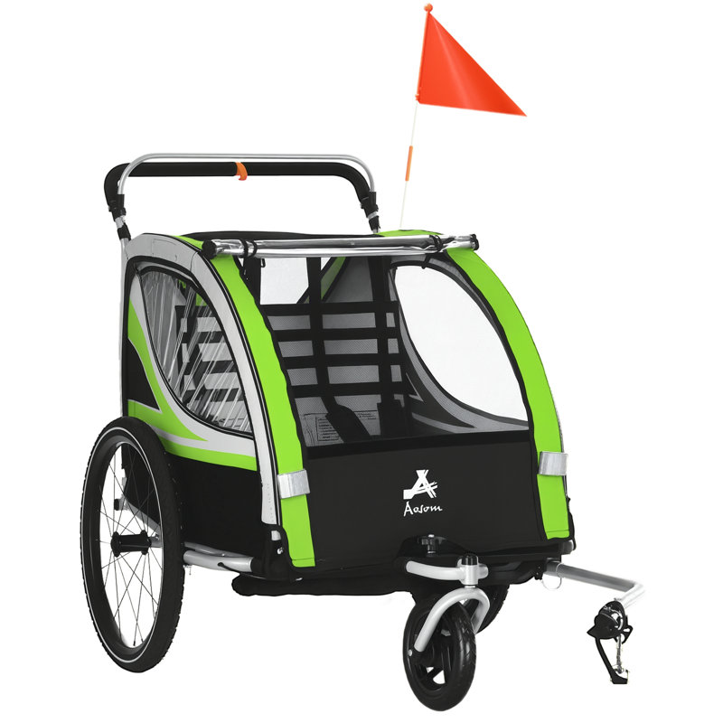 Poussette multi-enfants pliable 2-en-1 Walk / Ride, Vert