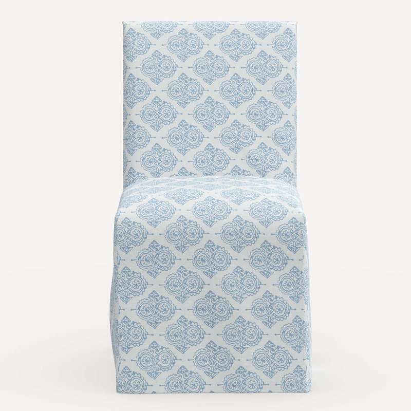 Sadia Slipcover Chair, Jr Issa Light Indigo Geometric Linen