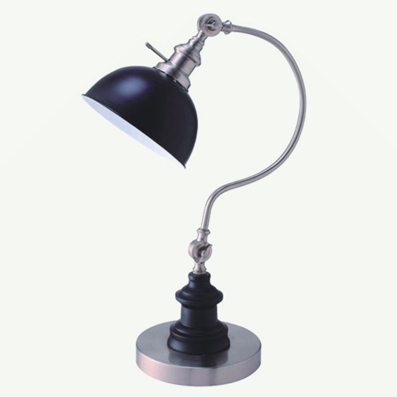 22"h Black Desk Lamp, Black/ Satin Nickel