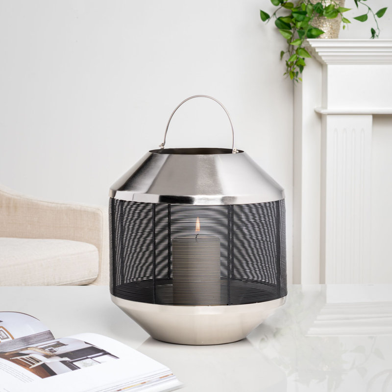 Metal Tabletop Lantern, 11.5" H x 11" W x 11" D