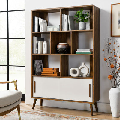 Transmit 45" Bookcase With Sliding Doors In Walnut