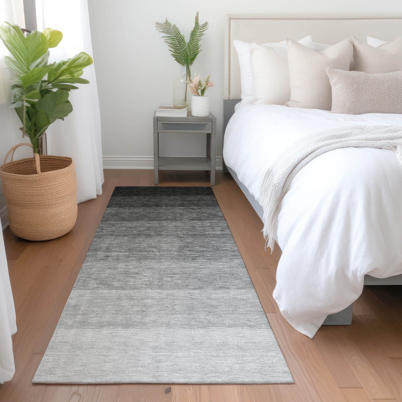 Premium Machine Washable Prisco Black Rug, Runner 2'3" x 7'6"