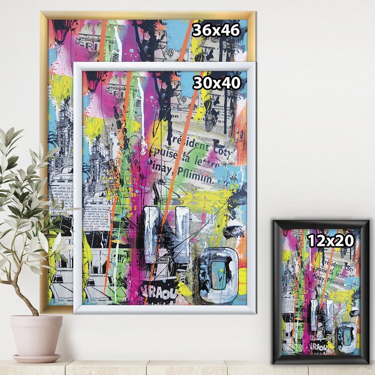 Old Style Newspaper Street Art Collage IV' - Picture Frame Print on Canvas East Urban Home Format: Gold Framed, Size: 46 H x 36 W x 1.5 D