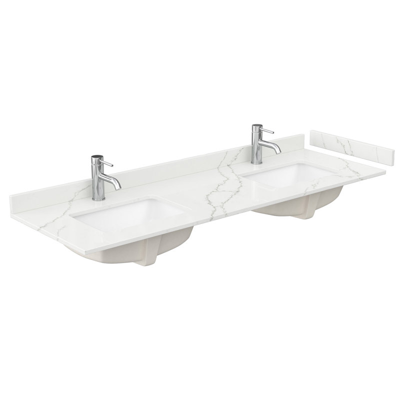 Beckett TK 66'' W Double Vanity, Dark Gray, Brushed Nickel, White Cultured Marble