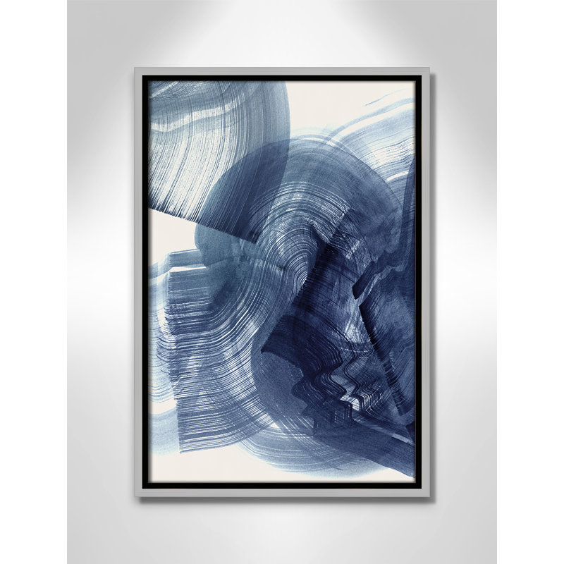 Indigo Crescendo I, impression par , Flottant argenté, H 19,5 po x l 13,5 po