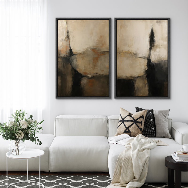 2 pièces, reproduction d'art sur toile encadrée pour une décoration moderne, H 24 po x l 16 po, Noir