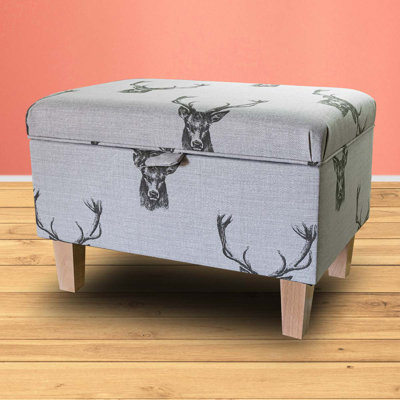 50.8 cm W Cotton Rectangle Animal Print Footstool with Storage