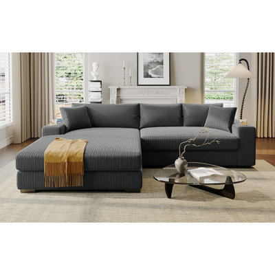 Sectional Sofa With Thick Cushions, And Built-In Cup Holders & Charging Ports
