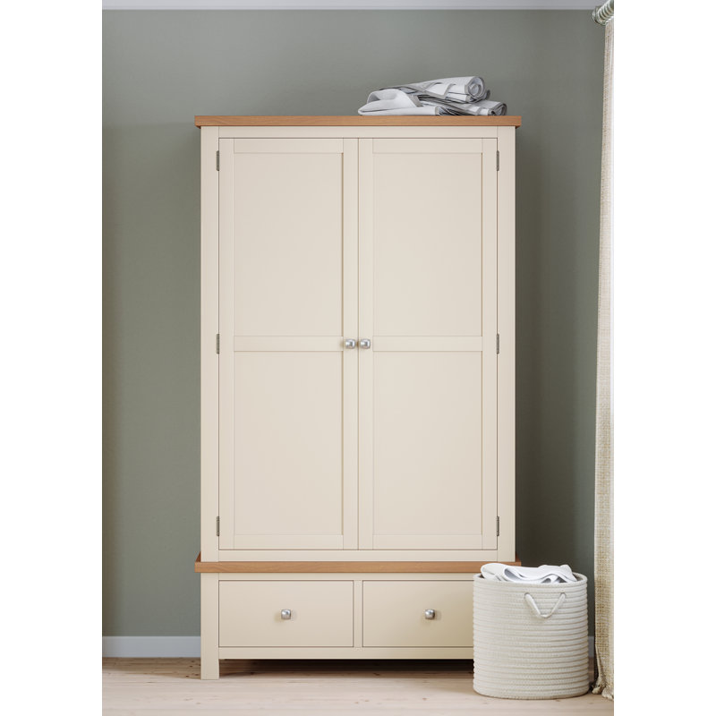 Clower 2 Door Solid Wood Wardrobe